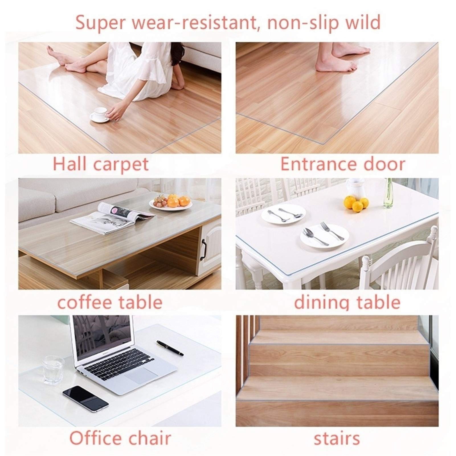 Tapis de Protection de Sol Transparent en PVC pour Table Ronde et Chaise à roulettes. Épaisseur Personnalisable : 1,0/1,5/2,0 mm. Idéal pour Les Bureaux d'ordinateur jusqu'à 120 cm