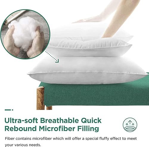 Miniatura 2 de Acanva Insertos de almohada cuadrados de alta calidad con relleno de microfibra, soporte lumbar relleno decorativo para sofá, cama, sofá y sillas,