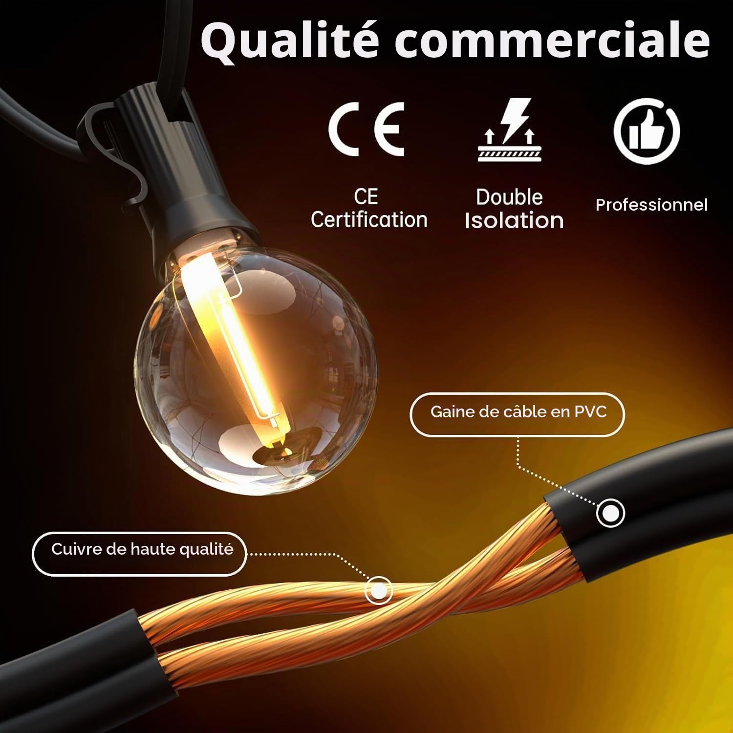 Guirlande Lumineuse Exterieure Solaire LED 20M avec 30 +2 Ampoules | Télécommande, 4 Modes, IP44 Étanche, pour Jardin, Terrasse, Balcon, Mariage et Décoration