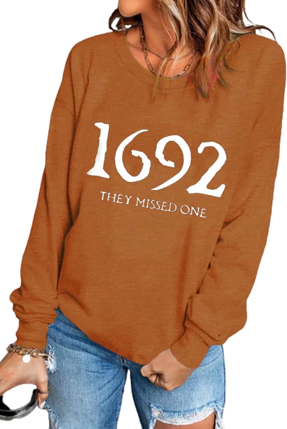 Halloween 1692 They Missed One Long Sleeve Halloween for Women Shirt Funny Long Sleeve Novelty Casual Gift Pullover
