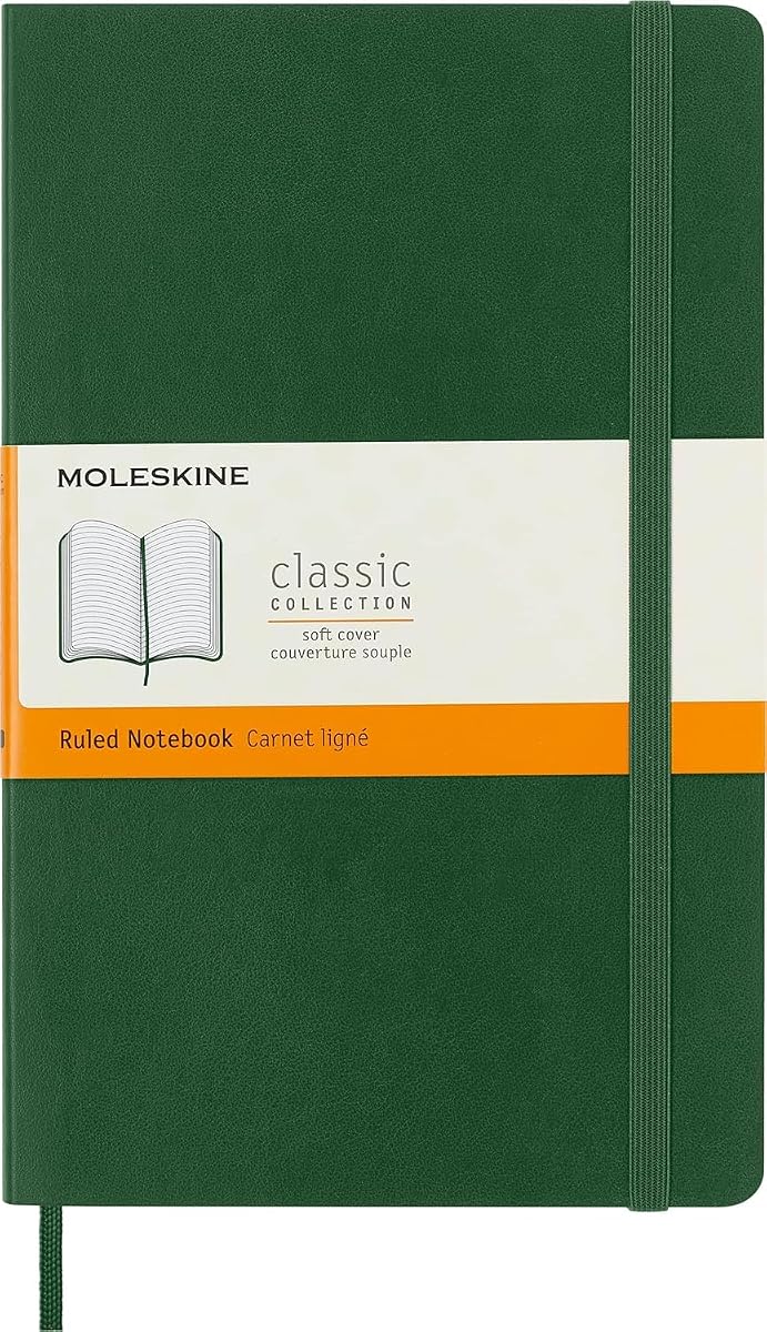 Classic Notebook, Soft Cover, Large (5" x 8.25") Ruled/Lined, Myrtle Green, 192 Pages | Large 5" x 8.25" notebook with 192 ruled pages for journaling, note-taking, planning, and everyday writing.