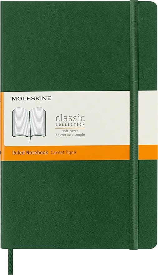 Moleskine Classic Notebook, Soft Cover, Large (5" x 8.25") Ruled/Lined, Myrtle G