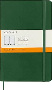 Moleskine Classic Notebook, Soft Cover, Large (5" x 8.25") Ruled/Lined, Myrtle Green, 192 Pages