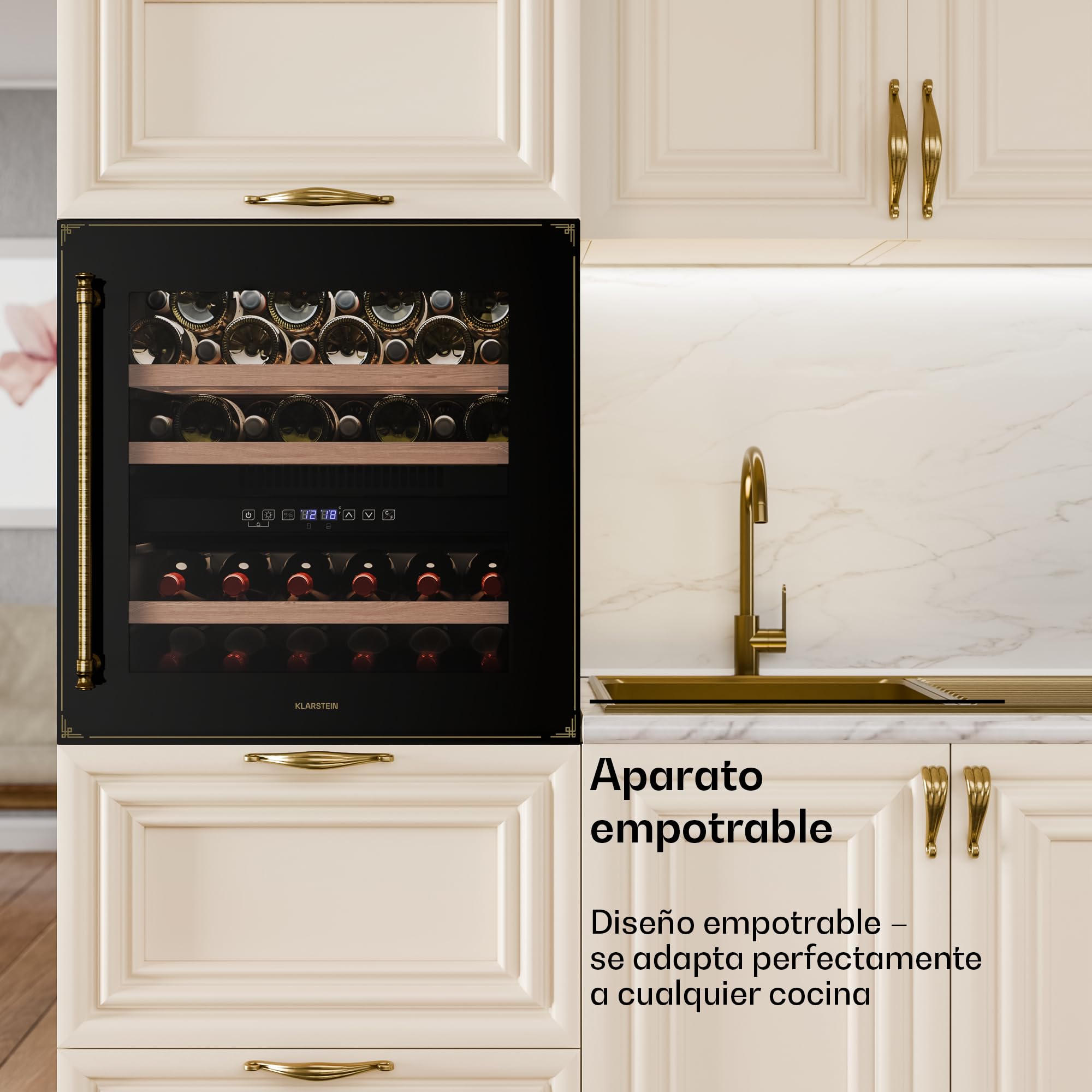 Klarstein Vinsider Victoria 36 Vinoteca - 36 Botellas, 2 Zonas, 5-22°C, Control Táctil, Iluminación LED, Protección UV, Integrado, Negro