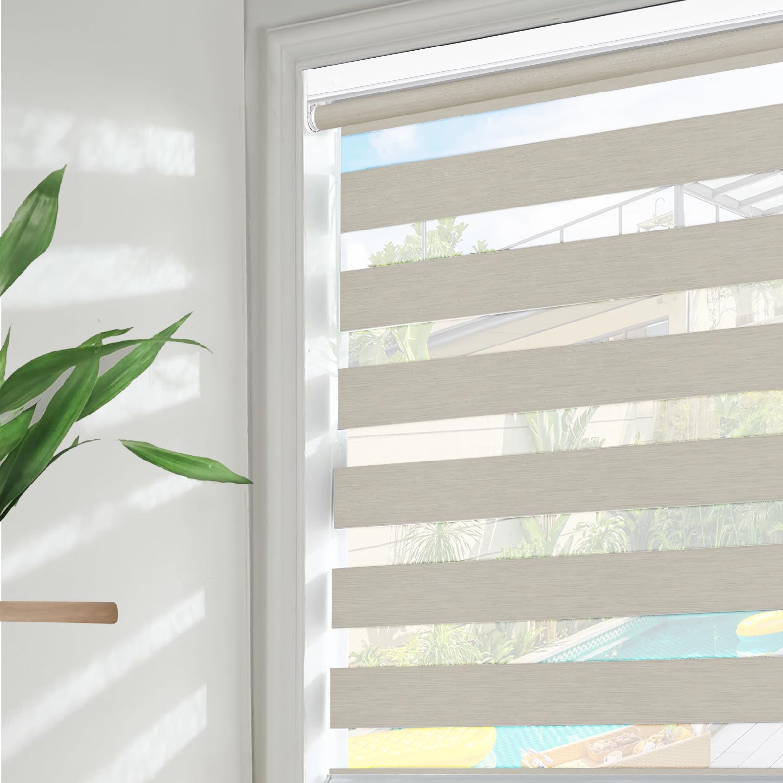 Luxevoir Panoramix No Drill Roller Shades for Window, 100% Blackout Cordless Roller Blinds for Home Privacy Custom Window Shade Easy to Install Roll Up Blinds(Apricot, 149cm W x 135cm H)