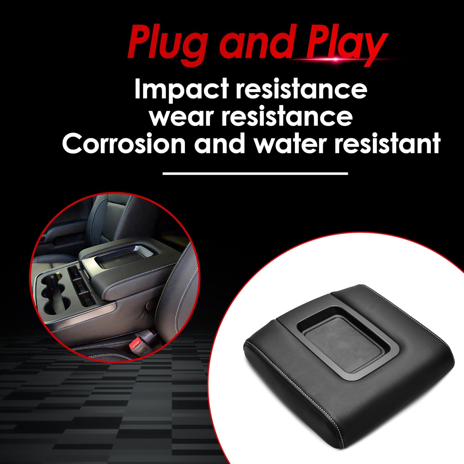 CULMKARI 22881398 Front Seat Center Console Armrest Cover with mat Fits for 2014-2019 Chevy Silverado Suburban Tahoe GMC Sierra Yukon XL