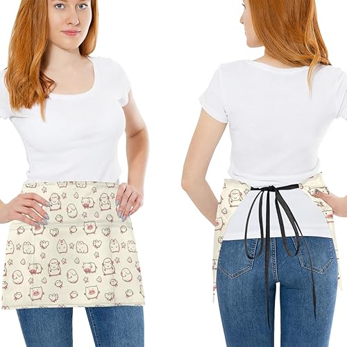 Miniatura 2 de Delantal de cintura de 3 bolsillos, paquete de 3, delantal corto de cerdo, vaca, pollo, para hombres y mujeres, cocina, restaurante, cafetería