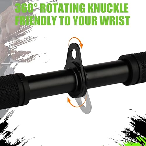 Miniatura 2 de Accesorio de cable de barra recta para tríceps, barra extraíble de bíceps giratoria de 360 grados, barra de tracción para tríceps LAT con mango de