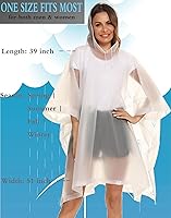 Vista 30 de Paquete de 2 ponchos de lluvia para adultos, reutilizables, impermeables, de supervivencia, emergencia, resistente, con capucha con cordón Azul