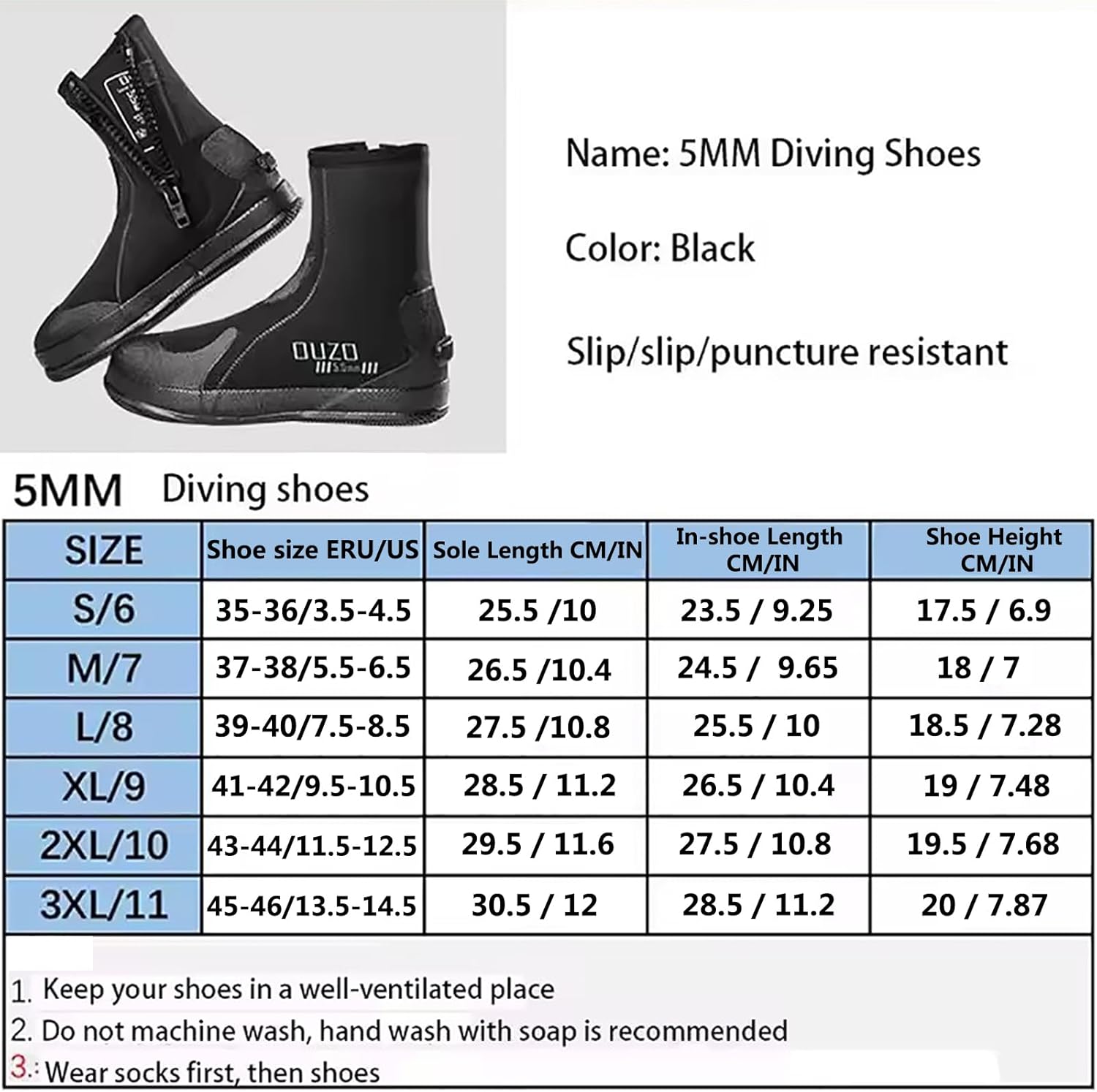 WYYHAA 5mm Neoprene Dive Boots with Zipper – Durable, Non-Slip Wetsuit Boots for Men & Women – Anti-Abrasion Surf Booties for Snorkeling, Kayaking, Diving, and Water Sports