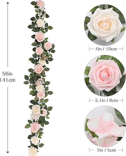Miniatura 2 de Senseya Corredor de rosas artificiales, guirnalda de flores rústicas, arreglos florales, para ceremonia de boda, telón de fondo, arco, flores,