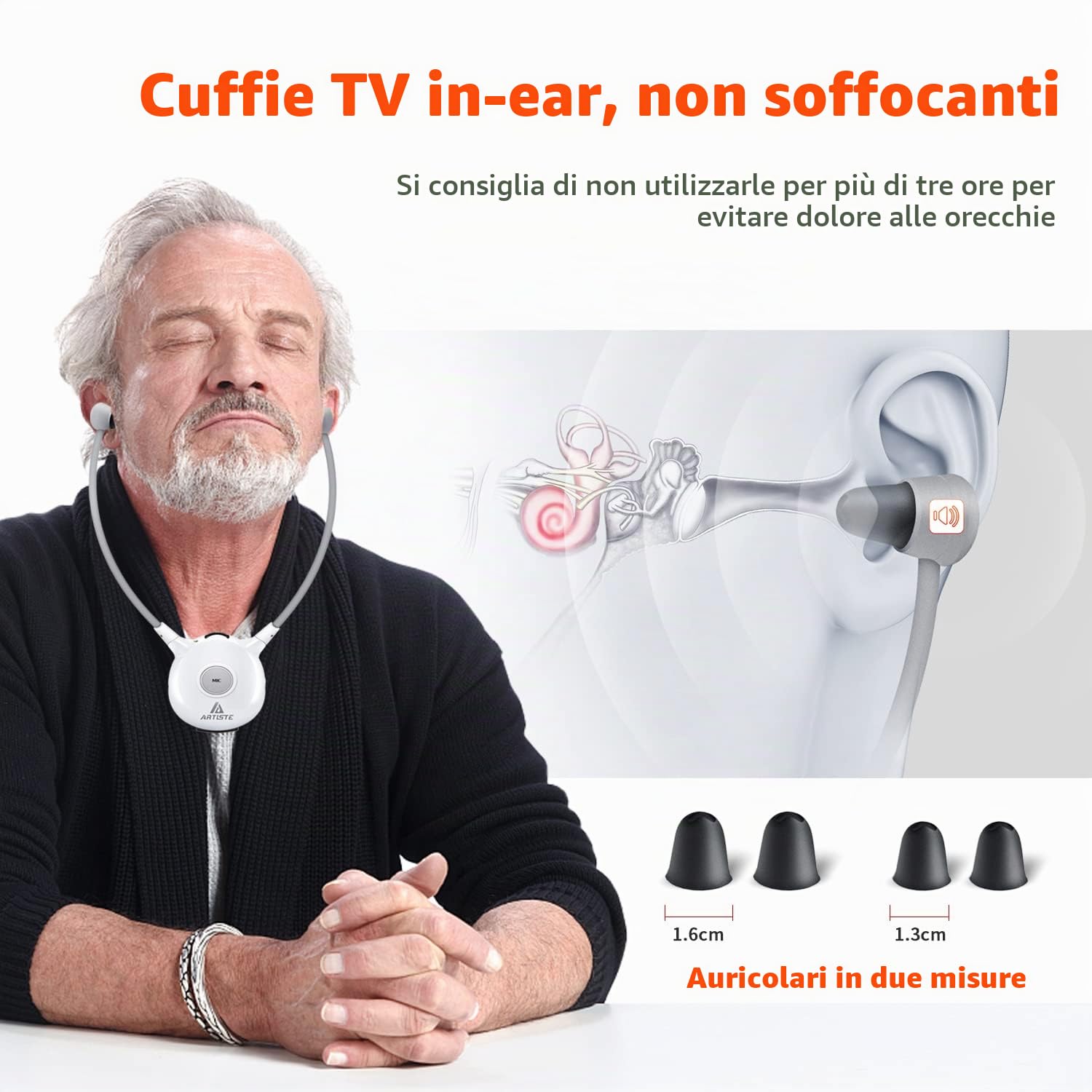 Holdsound APH100 2,4GHz Cuffie Senza Fili per TV con Trasmettitore | Cuffie Wireless TV, 3,5 mm AUX, RCA, 2 Batterie, Plug and Play, 30m Gamma,Stereo alto Volume Adatto alla Maggior Parte dei TV