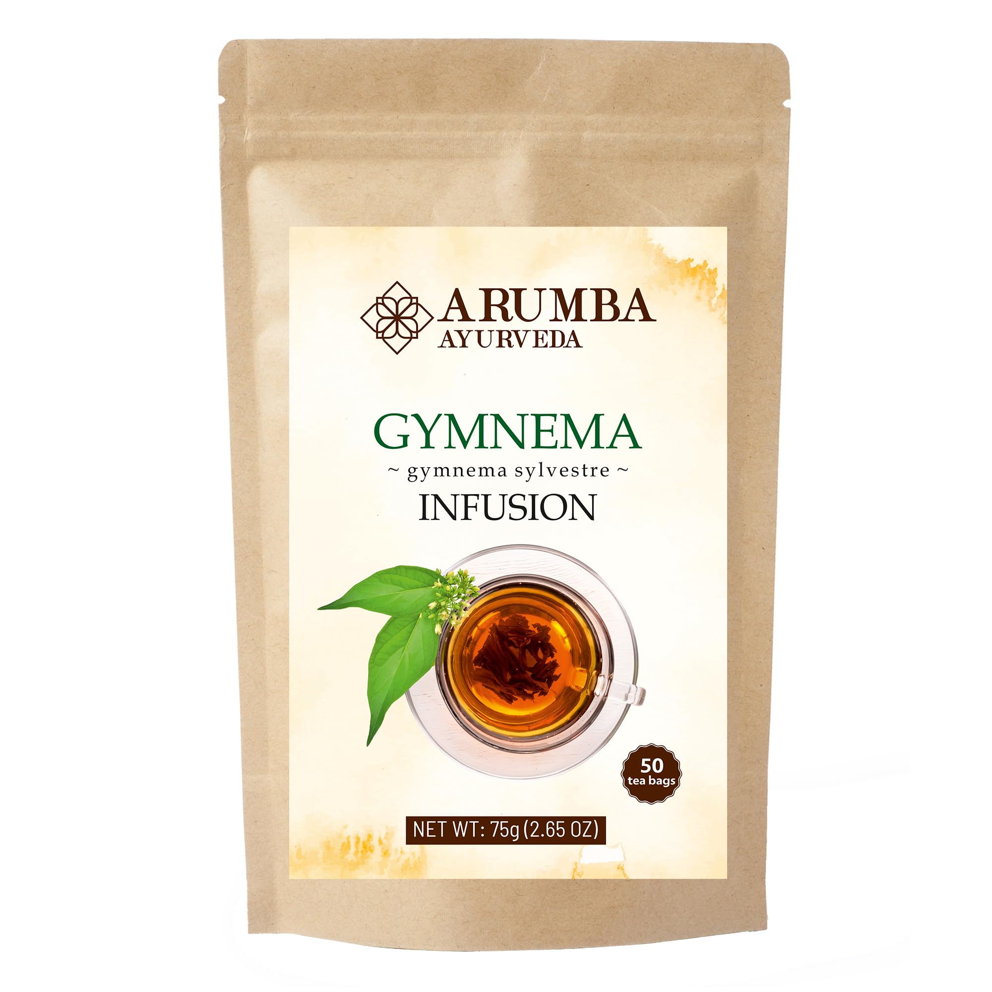 Arumba Ayurveda Gymnema Sylvestre Diabetic Tea 50 Bags, for Healthy Blood Sugar Balance