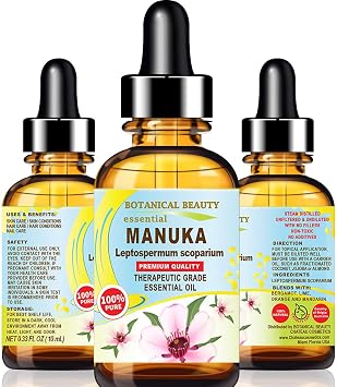 Botanical Beauty Manuka Essential Oil Australian 100% Pure Natural More Powerful Than Tea Tree Oil for Face, Skin, Body, Hair, Nails, Aromatherapy 0.33 Fl. oz - 10 ml