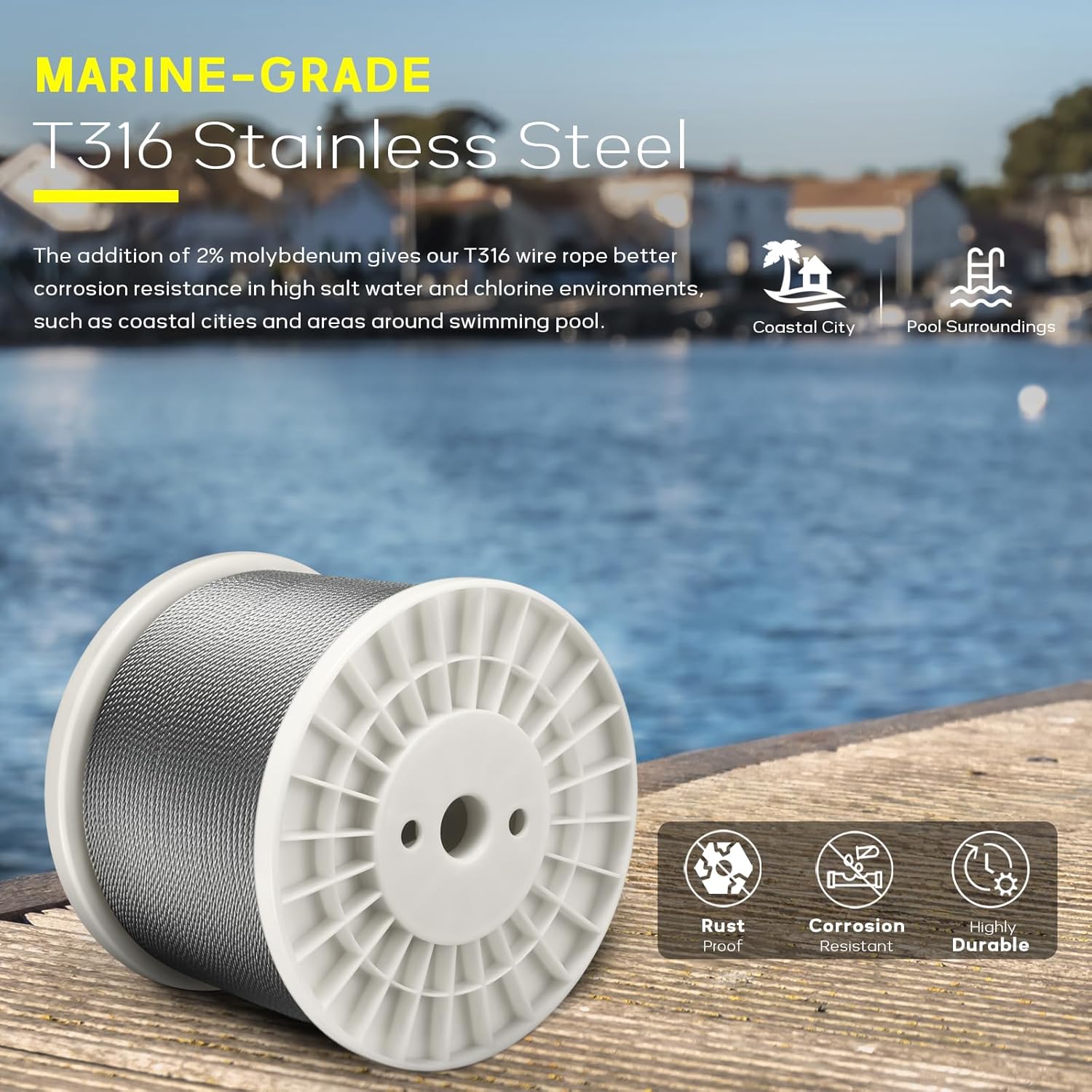 Buy 1200FT 1/8" T316 Stainless Steel Cable, Wire Rope Aircraft Cable For Deck Cable Railing Kit 7 X 7 Strands Construction Diy Balustrades Come With A Cutter