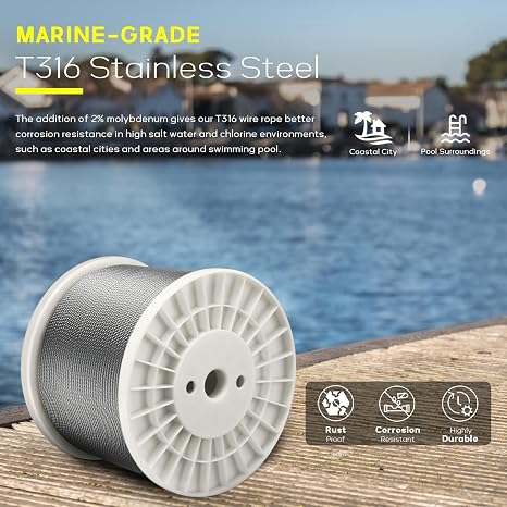 600FT 1/8 Stainless Steel Cable for Railing, 7x7 Wire Rope