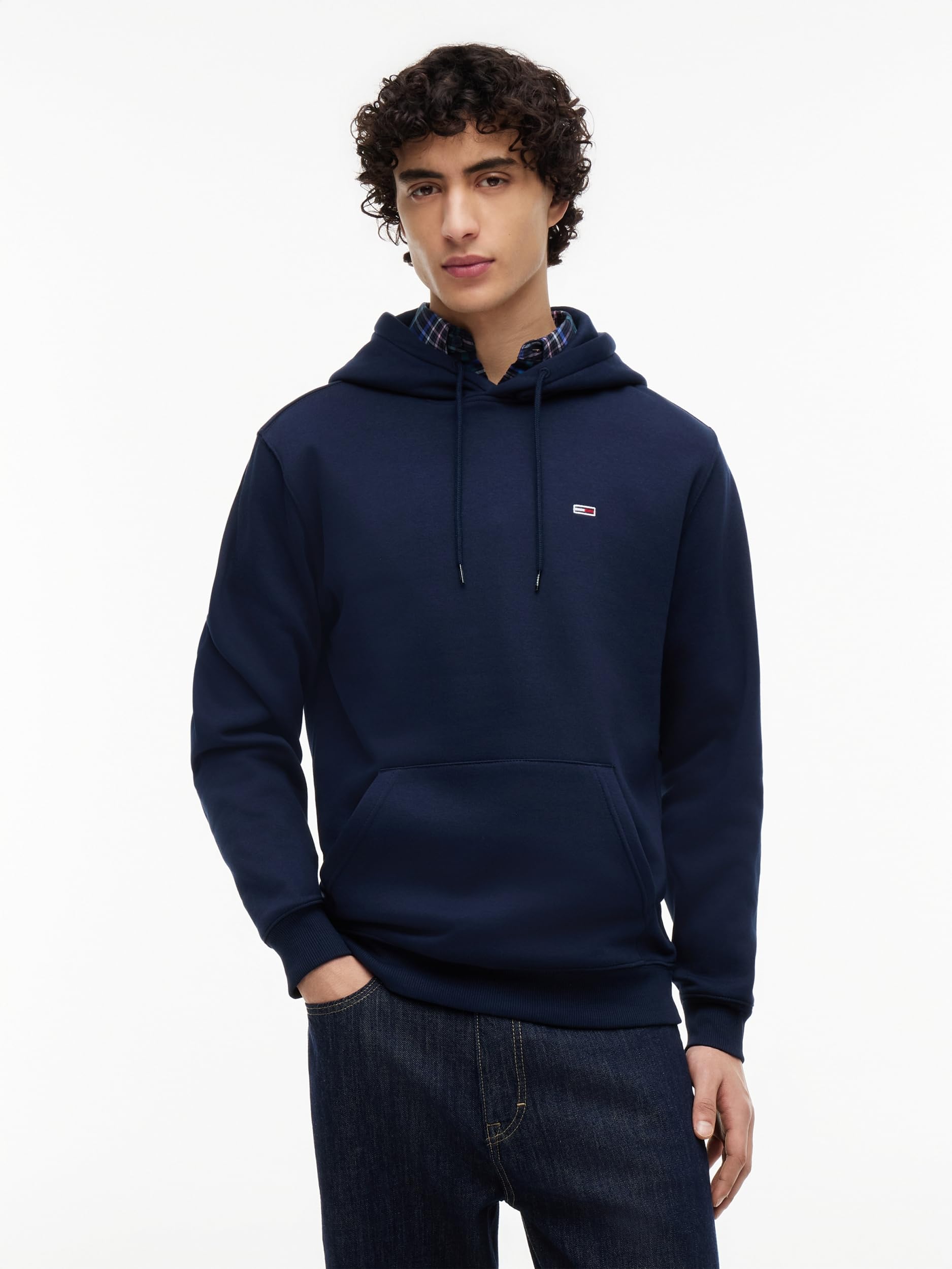 Tommy Jeans Męska bluza z kapturem TJM REG S FLAG DM0DM20742C1G005, niebieska (Dark Night Navy), XL, Niebieski (Dark Night Navy), XL