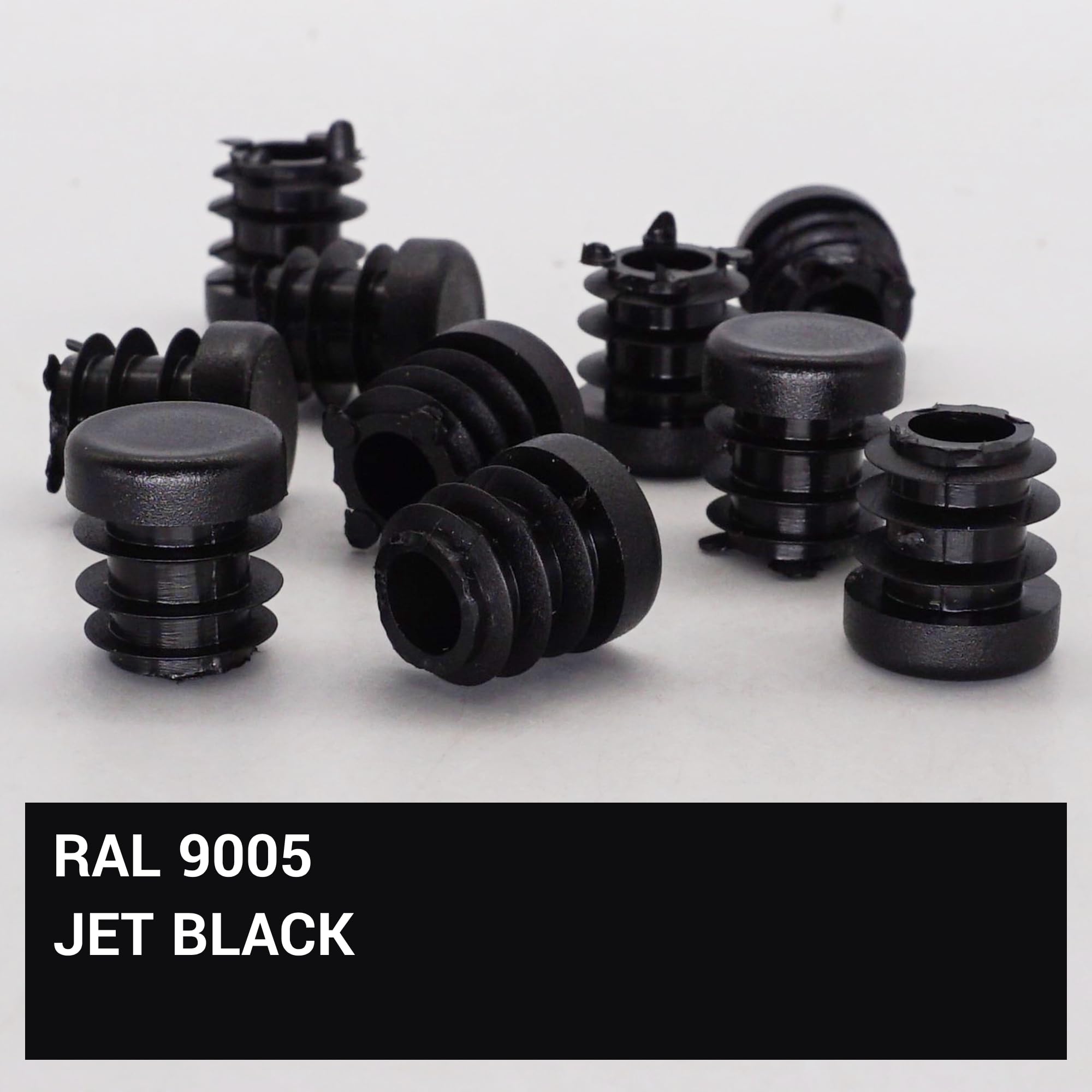 SKIR'CO (20 pcs) Round Tube Inserts 16 mm, Fence Post Plugs, Black Plastic Tube End Caps, Pipe Plugs, Black RAL 9005 - Image 3