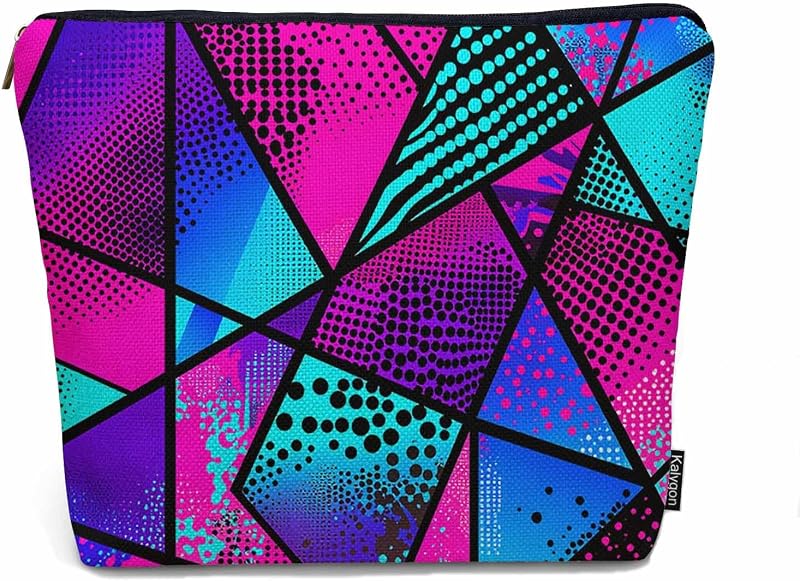 Necessaire Kalygon Chaotic Triangles com zíper para cosméticos e itens de viagem