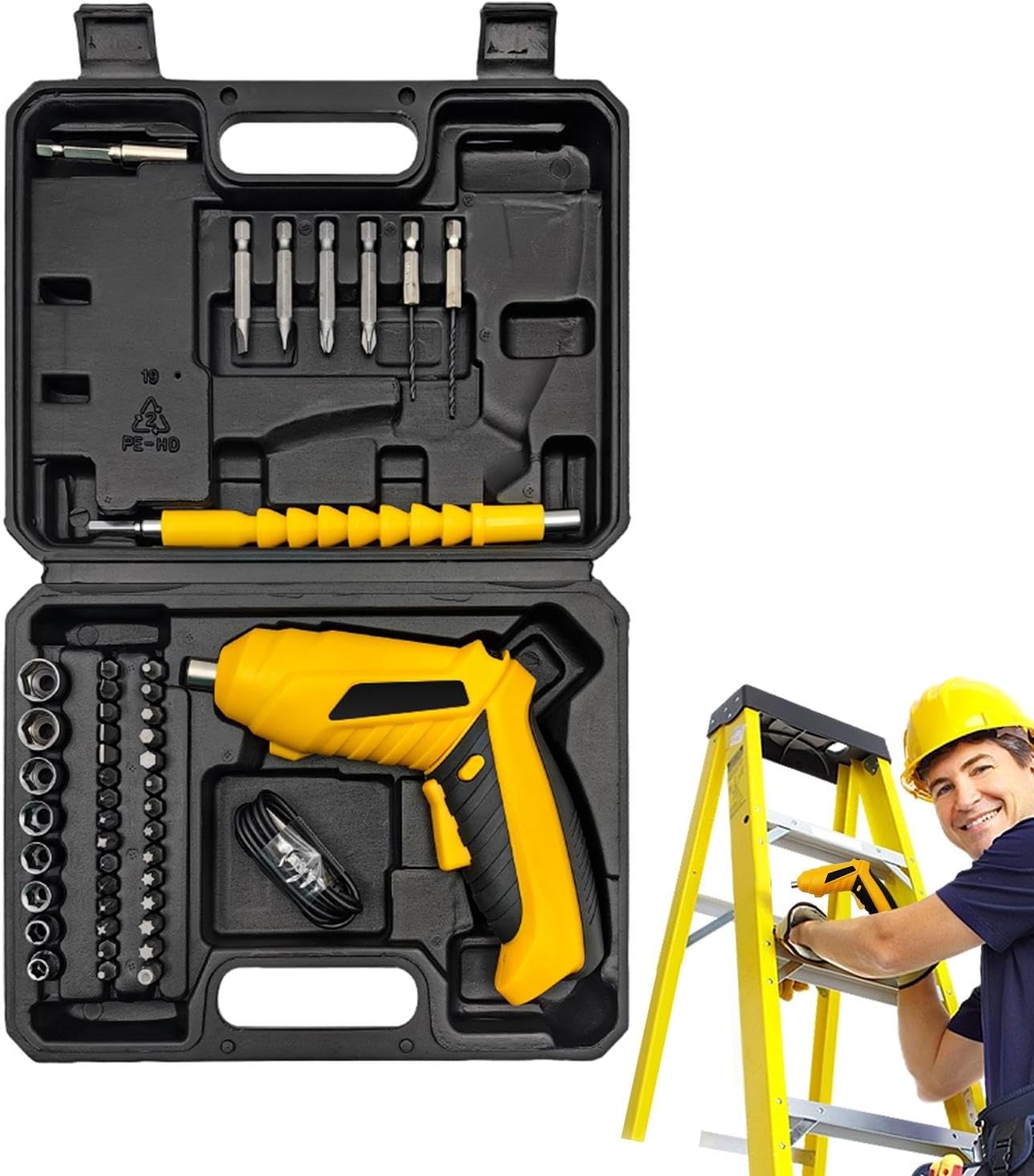 電動ドライバーキット、ビット付電動ドライバー | ビット付電動ドライバーLEDライト付き電動小型ドライバー45本セット,ビット付属