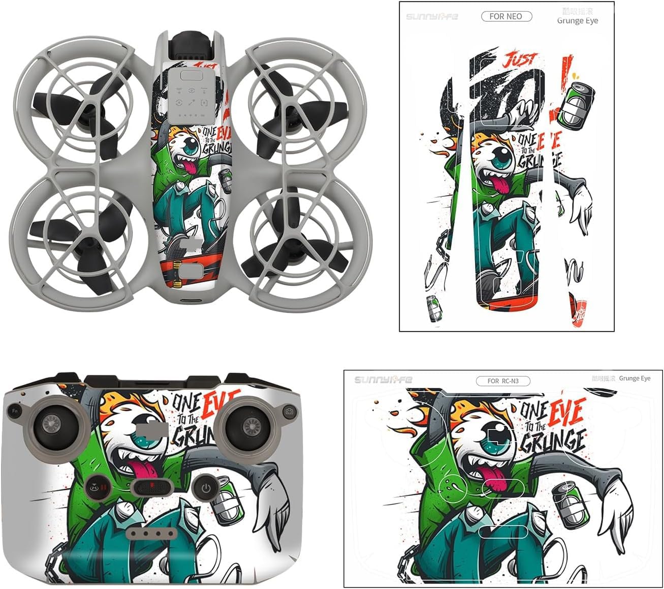 Neo Skin Stickers Set for DJI Neo Drone and Remote, Waterproof Drone Skin PVC Sticker Decal, Anti-Scratch Protective Film for DJI Neo Accessories (6)