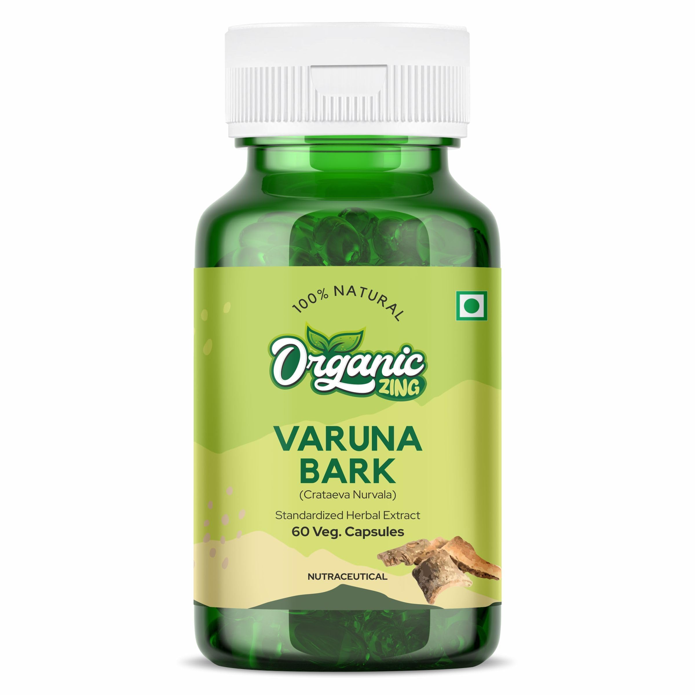 Organic Zing Varuna Bark Capsules – Crataeva Nurvala Standardized Extract | Herbal Nutraceutical | 60 Veg Capsules