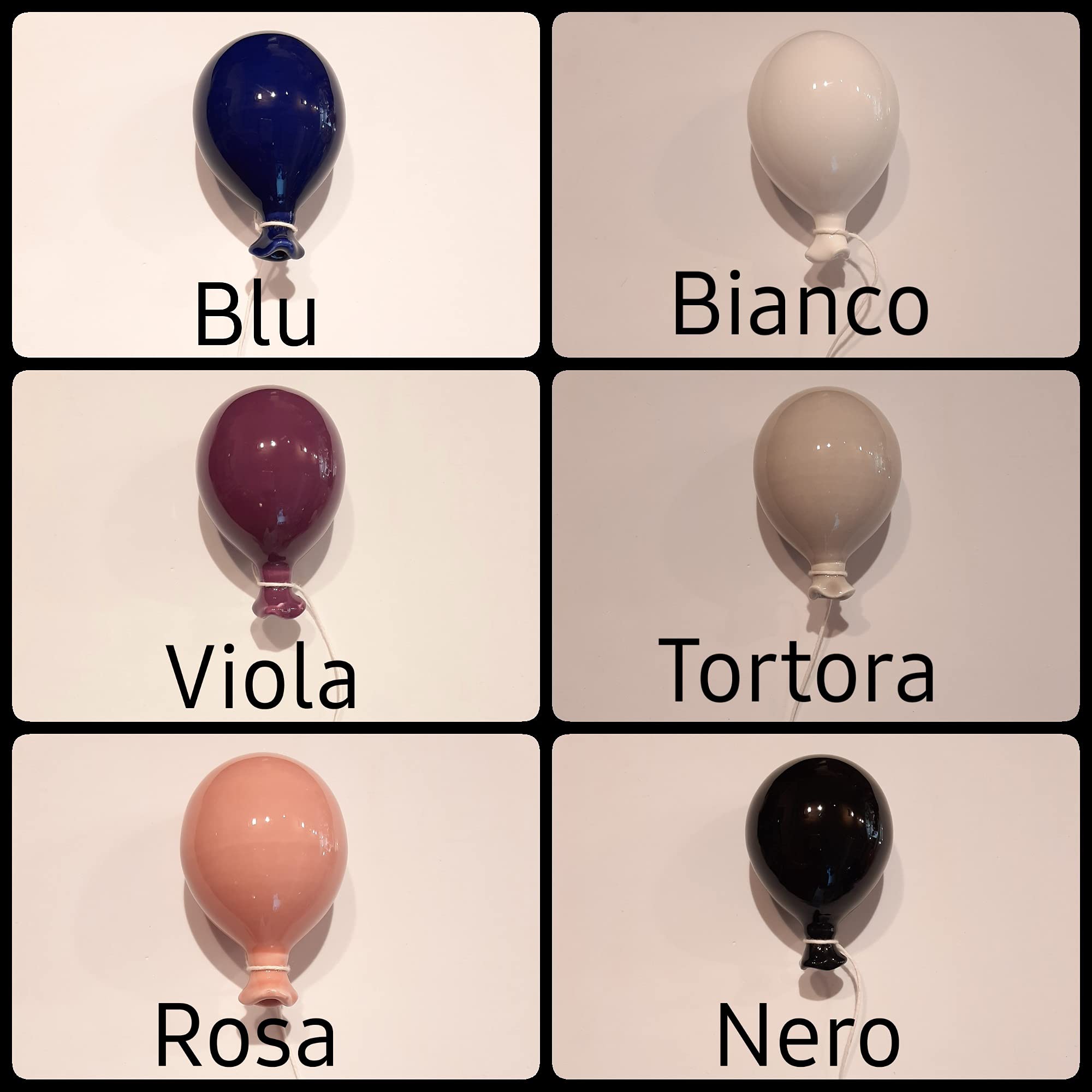 Palloncino in ceramica da appendere al muro, fatto a mano, artigianato, decorazione da parete, ideali per bomboniere (15 cm, ROSSO)