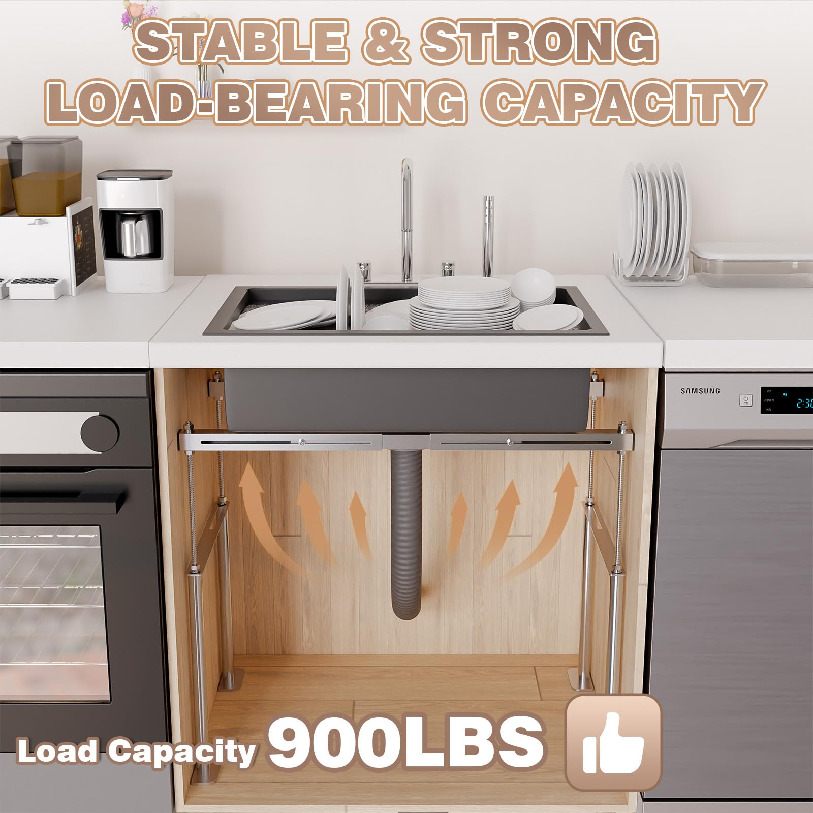 Crafterspirit Underount Sink Brackets, Adjustable Stainless Steel Sink