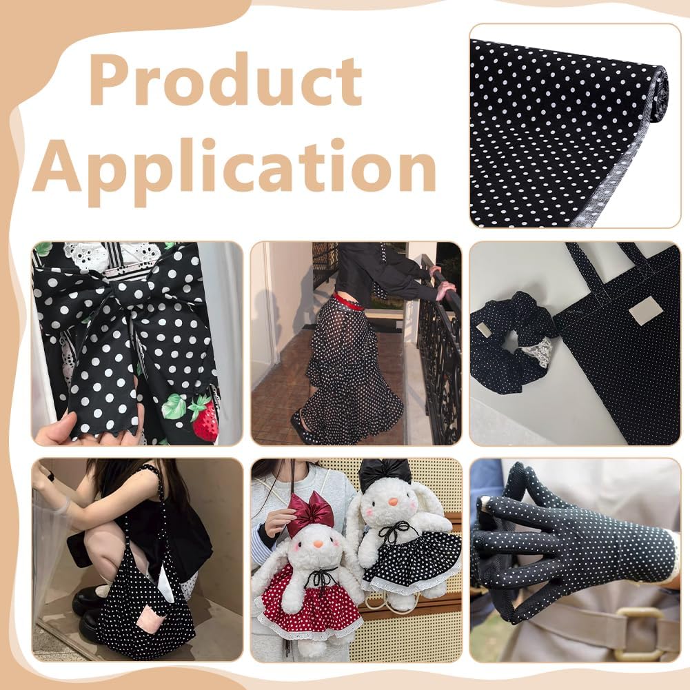 FINGERINSPIRE Black Mini Polka Dot Fat Quarters Quilting Fabric Bundles, 40x62 Inch Cotton Patchwork Fabric Sewing Craft for Handmade Craft Making Supplies Clothing Accessories image 5