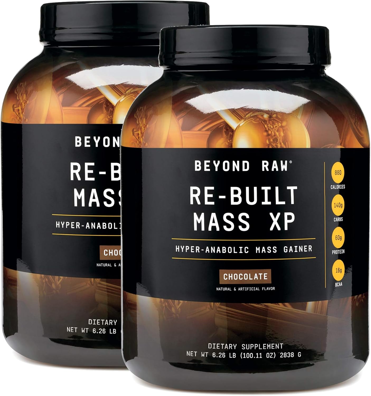 Amazon Com Beyond Raw Re Built Mass Xp Protein Powder Chocolate Twin Pack 6lbs Per Bottle Mass Gainer Health Personal Care
