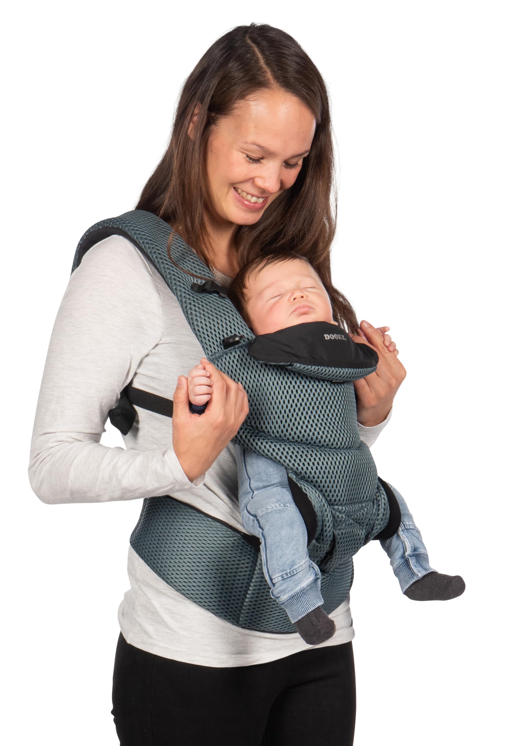 Portabebés ergonómico Dooky Urban Comfort (adecuado desde el nacimiento 0-3 años y 3,5-15 kg, ideal como primeros auxilios para el bebé, tres opciones de transporte diferentes), Grey sapphire