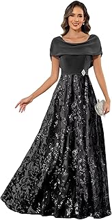 Cape Sleeves Mother of The Bride Dresses for Women Chiffon Sequin Lace Beaded Long Evening Formal Gowns