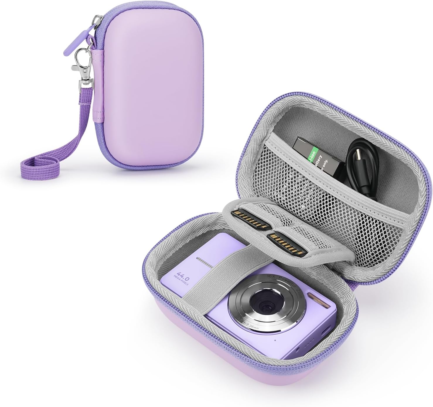 Camera Case for Digital Camera CAMKORY DC403 FHD 1080P/ KODAK PIXPRO FZ55/ FZ45/STUOGYUM DC402-AF, SD Card Storage Travel Carry Case Bag (Violet)