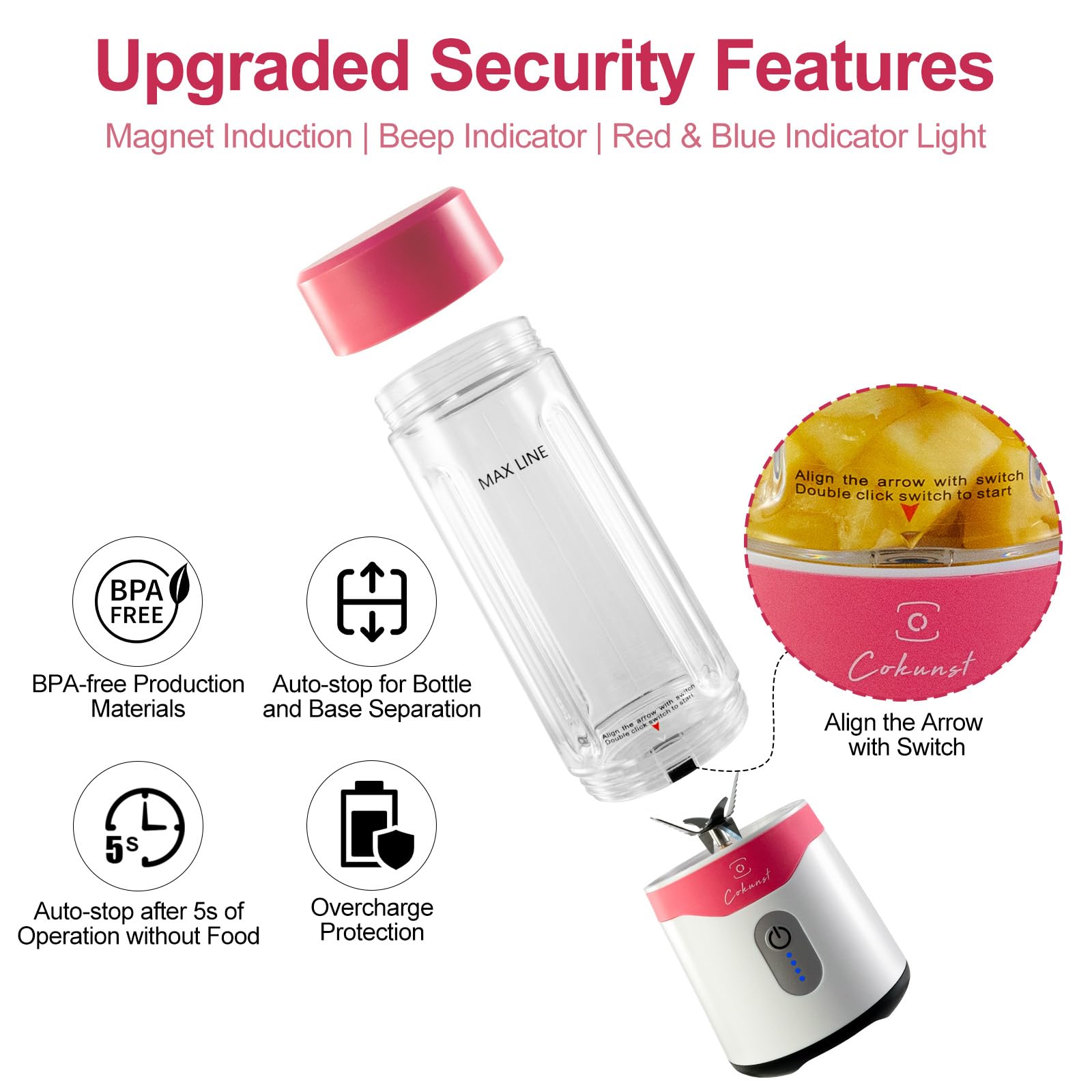 COKUNST Draagbare Blender Voor Smoothies En Shakes Type C Oplaadbaar
