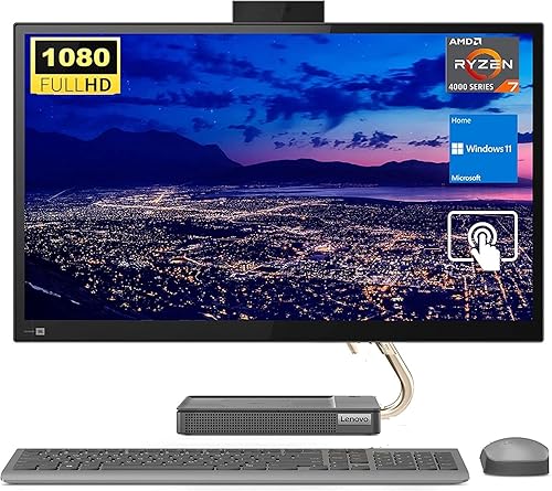 Lenovo IdeaCentre 5 AIO, escritorio todo en uno con pantalla táctil FHD de 23.8 pulgadas, procesador AMD Ryzen 7 5700U, 16 GB de RAM, 1 TB SSD,