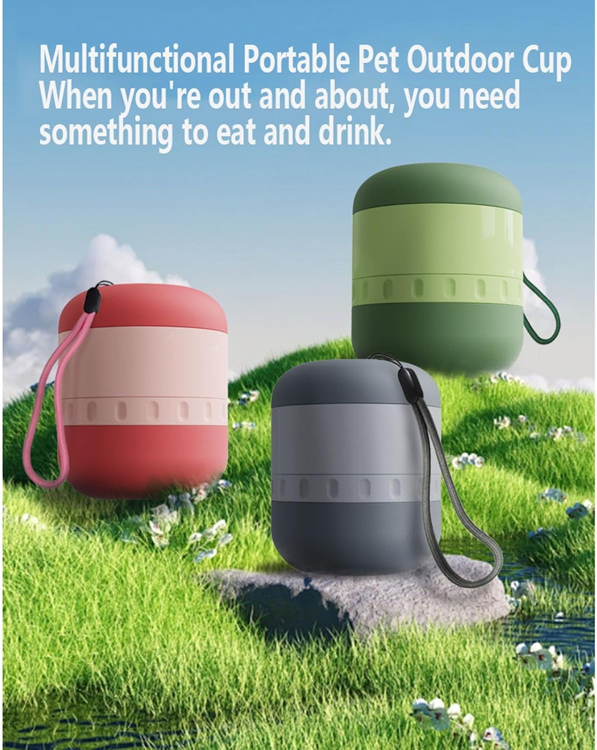 Portable Dog Water Bottle 250ml/550ml with Food Container Leak Proof Lightweight BPA Free Food Grade for Travel Walking Hiking Park for Dogs/Cats(Green,250ml+100g)