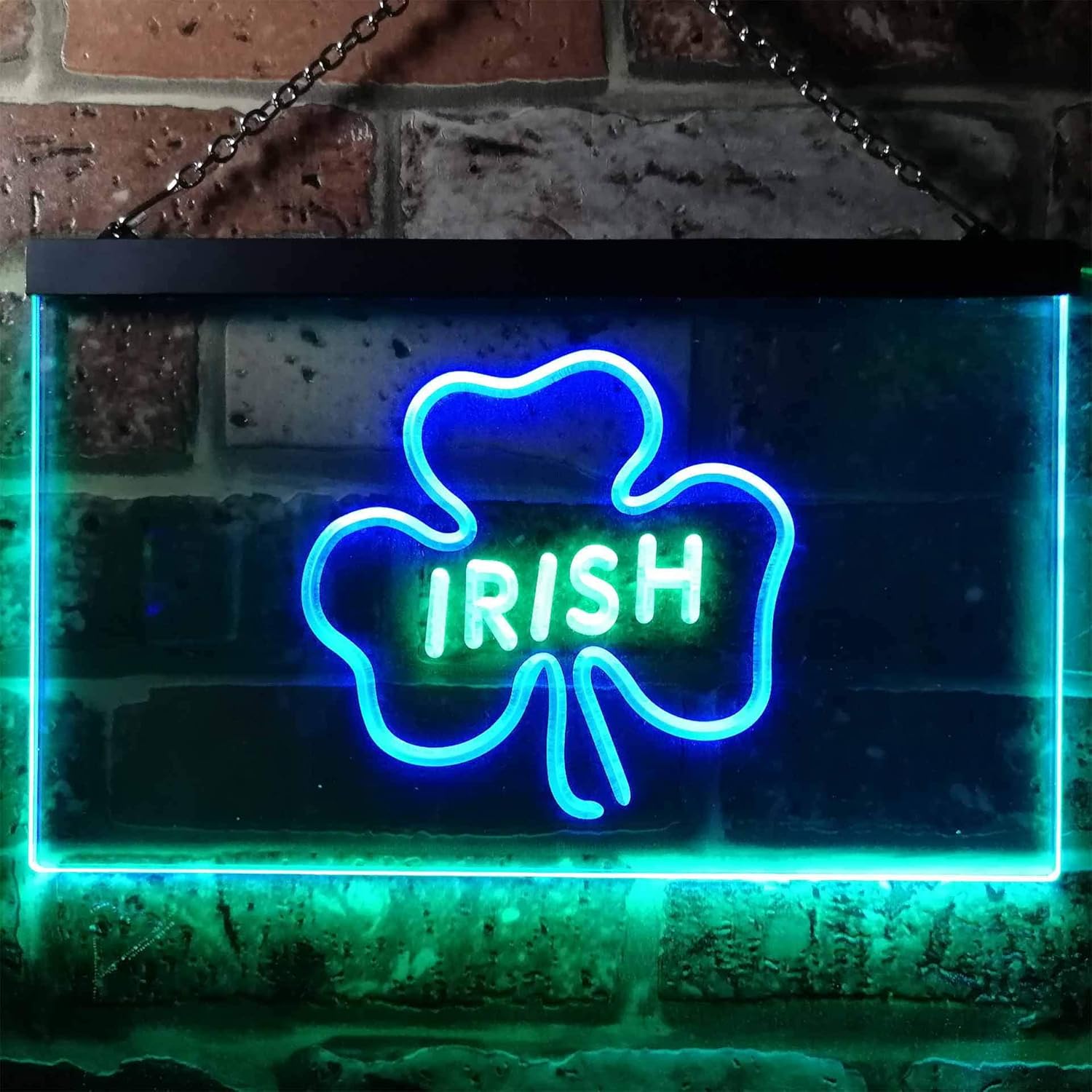 ADVPRO Irish Pub Shamrock Bar Club Display Dual Color LED Neon Sign Green & Blue 12" x 8.5" st6s32-i0599-gb