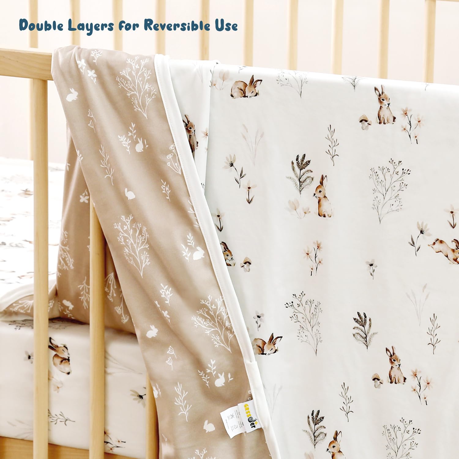 GRSSDER Superweiche und dehnbare Babydecken für Mädchen und Jungen, wendbar, doppellagig, 86,4 x 111,8 cm, extra groß zum Einwickeln, niedliches Kaninchen