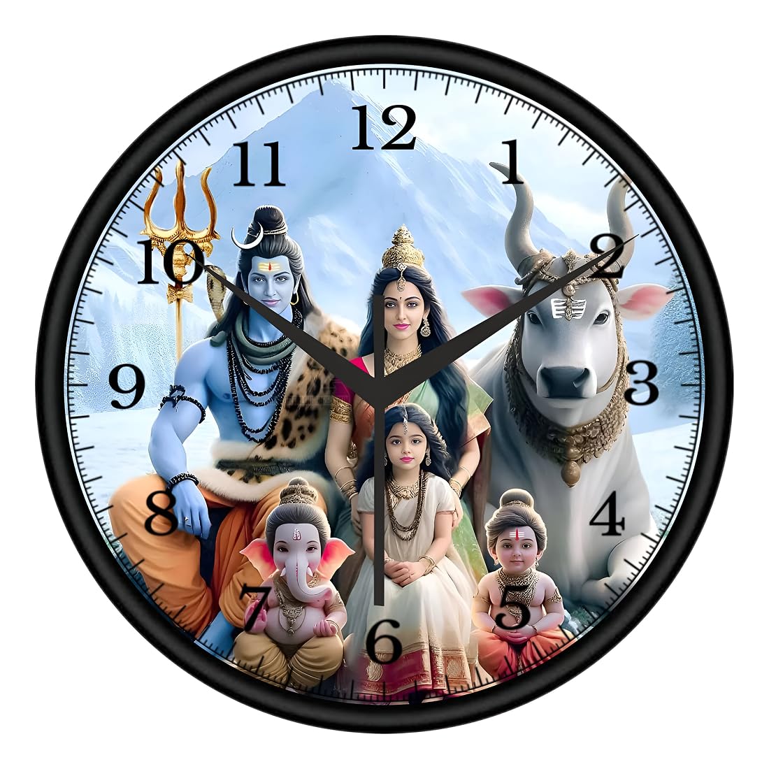 Shiva Parivar Spiritual Hindu Deity Wall Clock, Silent Quartz Movement, 25.4 cm-image-49