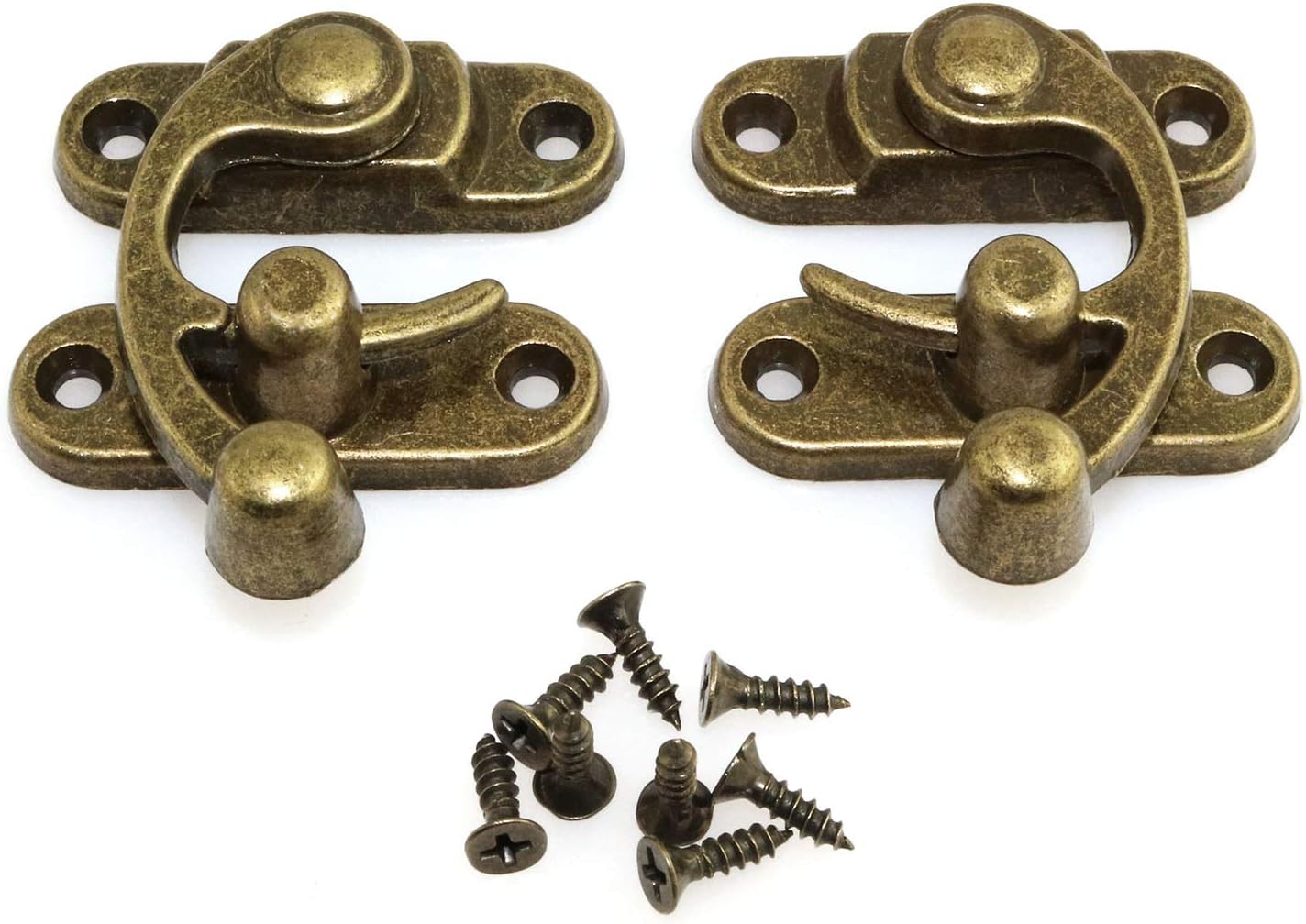 1 Pair Bronze Mini Swing Arm Clasp Latch Vintage Style Left Right Toggle Hasp Hook Metal Catch Curved Buckle