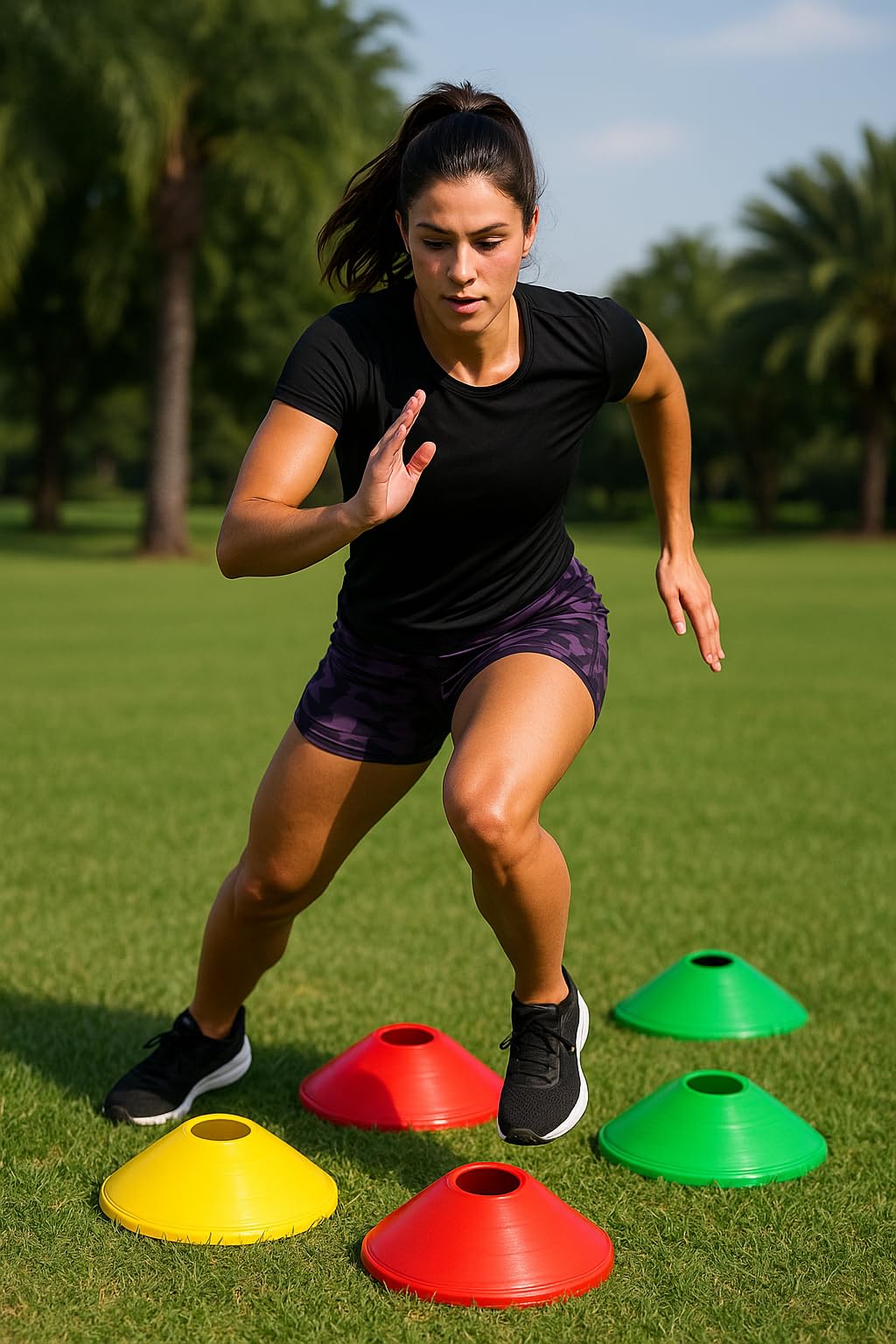 Plastic Saucer Cones – Pack of 5 Mini Space Marker Discs for Football, Soccer, Agility Training, Kids Footwork Drills, Field Sports & Outdoor Practice - 6 inches Diameter-image-38