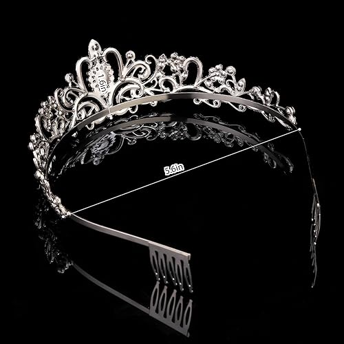 Miniatura 46 de Corona de princesa para mujer, tiaras de reina de cristal para niñas, accesorios para el cabello de novia, regalos para cumpleaños, boda