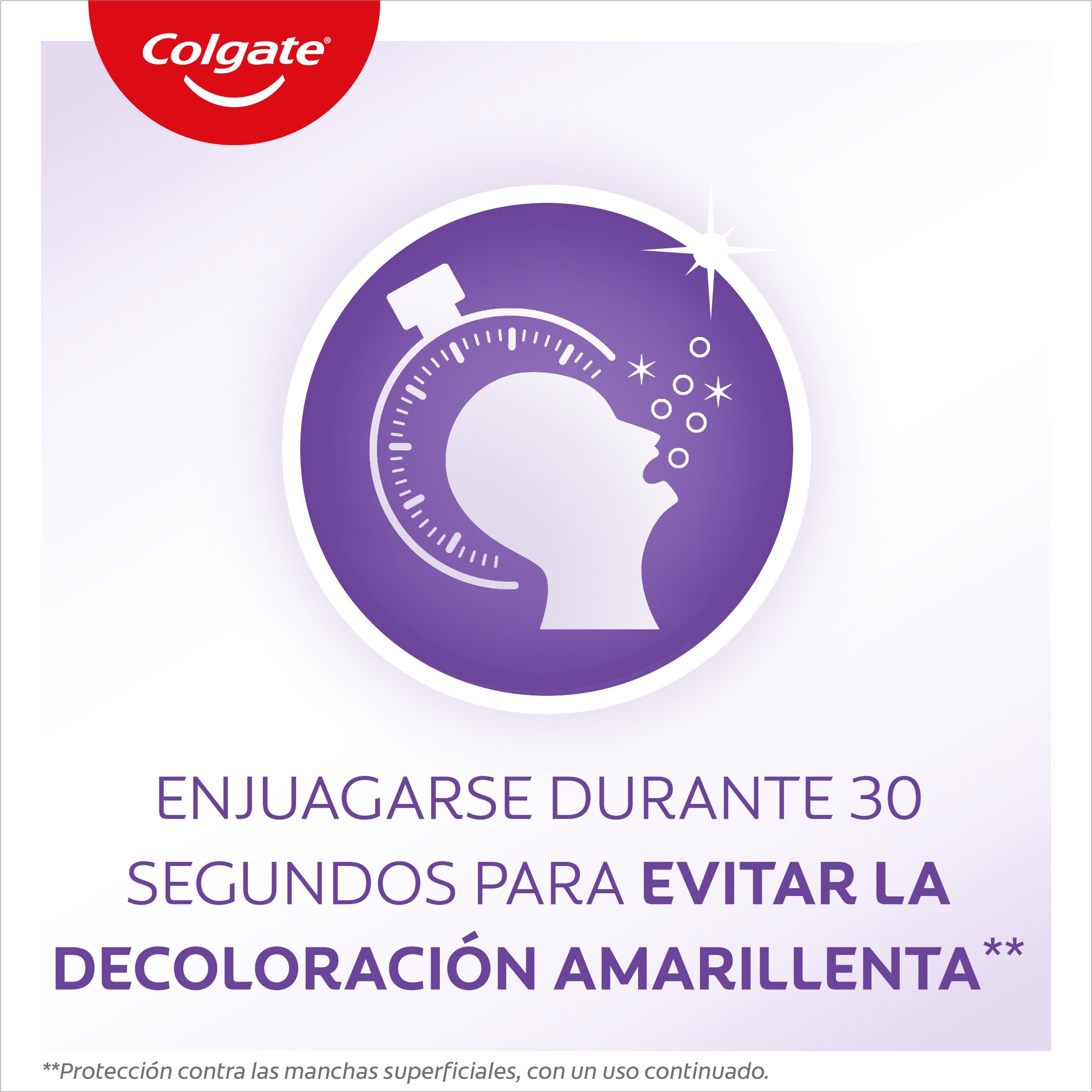 Colgate Max White Purple Reveal Enjuague bucal 4x 500ml |Blanqueador de dientes |Mantiene los dientes blancos por más tiempo |Prevención duradera de manchas| Ayuda a prevenir la decoloración amarilla