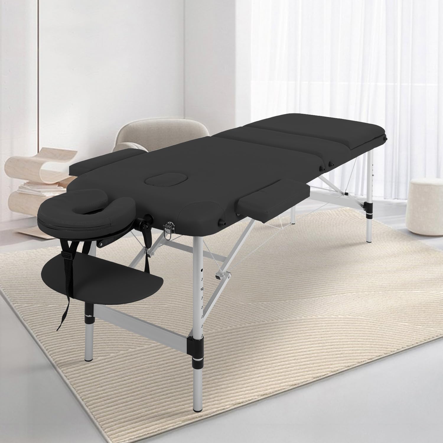 PayLessHere Aluminium Massage Bed Portable Massage Table 24 inch Wide Lash Bed 3 Folding Height Adjustable Spa Table with Non-Woven Bag for Spa Footmassage Facial CareSpa Tattoo