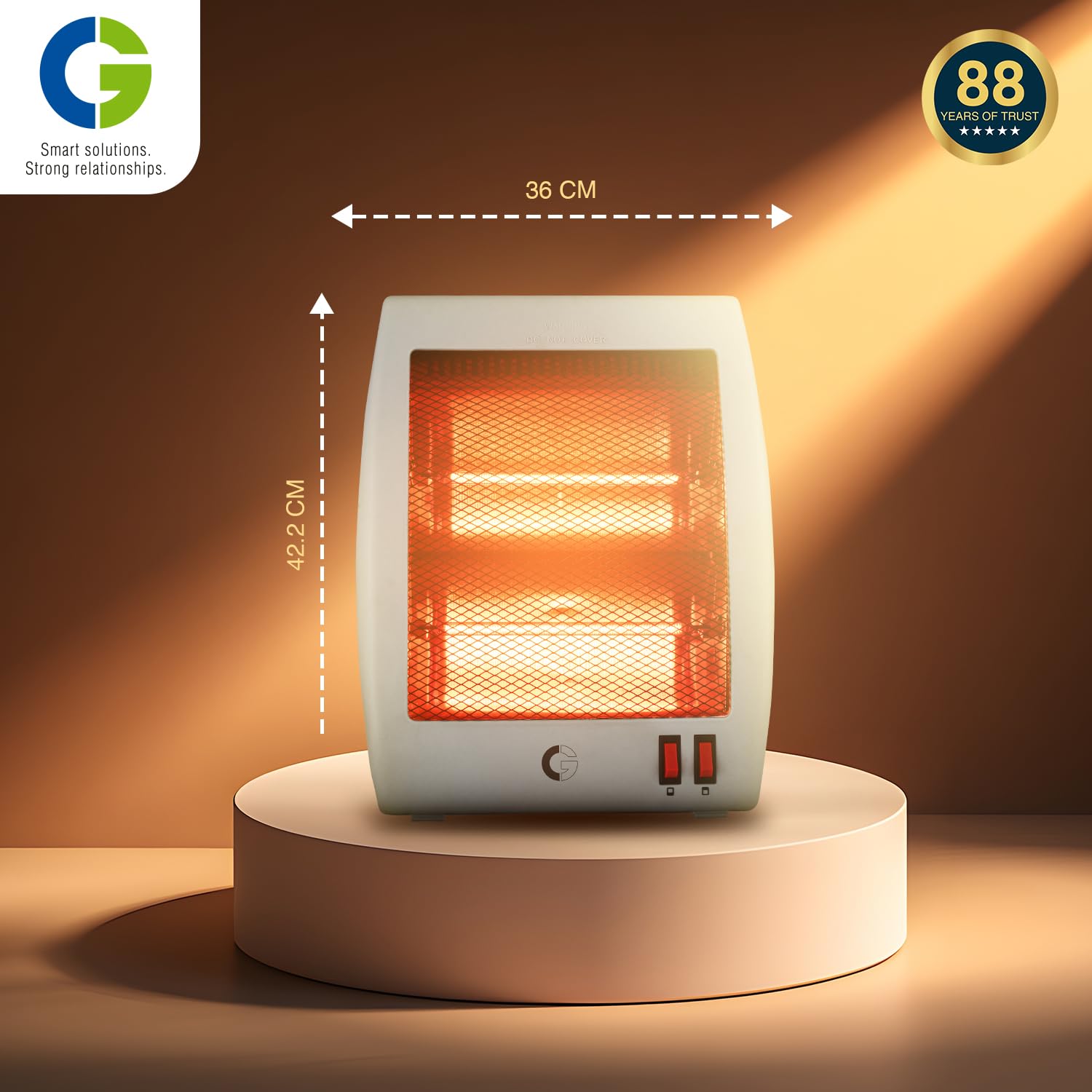 CG Revanta 2H 800W Halogen Room Heater | All New Red Halogen | 2 Heat Settings | Tip Over Safety Switch | Noiseless Operation | Ideal for Rooms up to 150 sqft | Grey 2