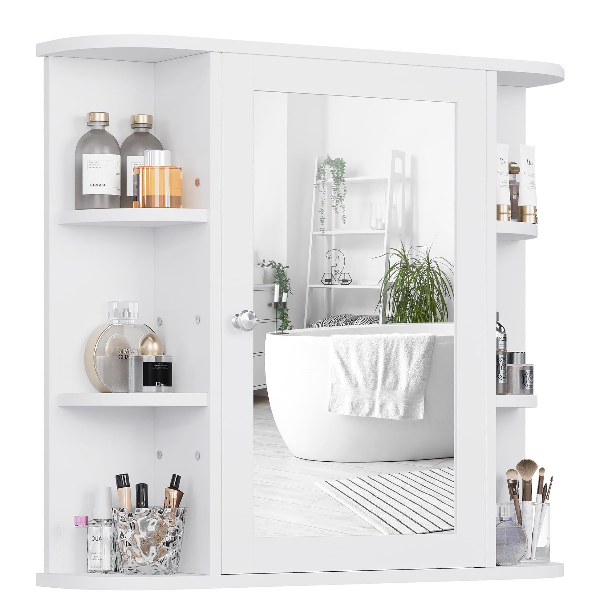 Shintenchi Mobile Angolare Da Bagno Con Ante E Cassetto – Armadietto Salvaspazio In MDF Bianco, 1 Cassetto, Ripiano Regolabile