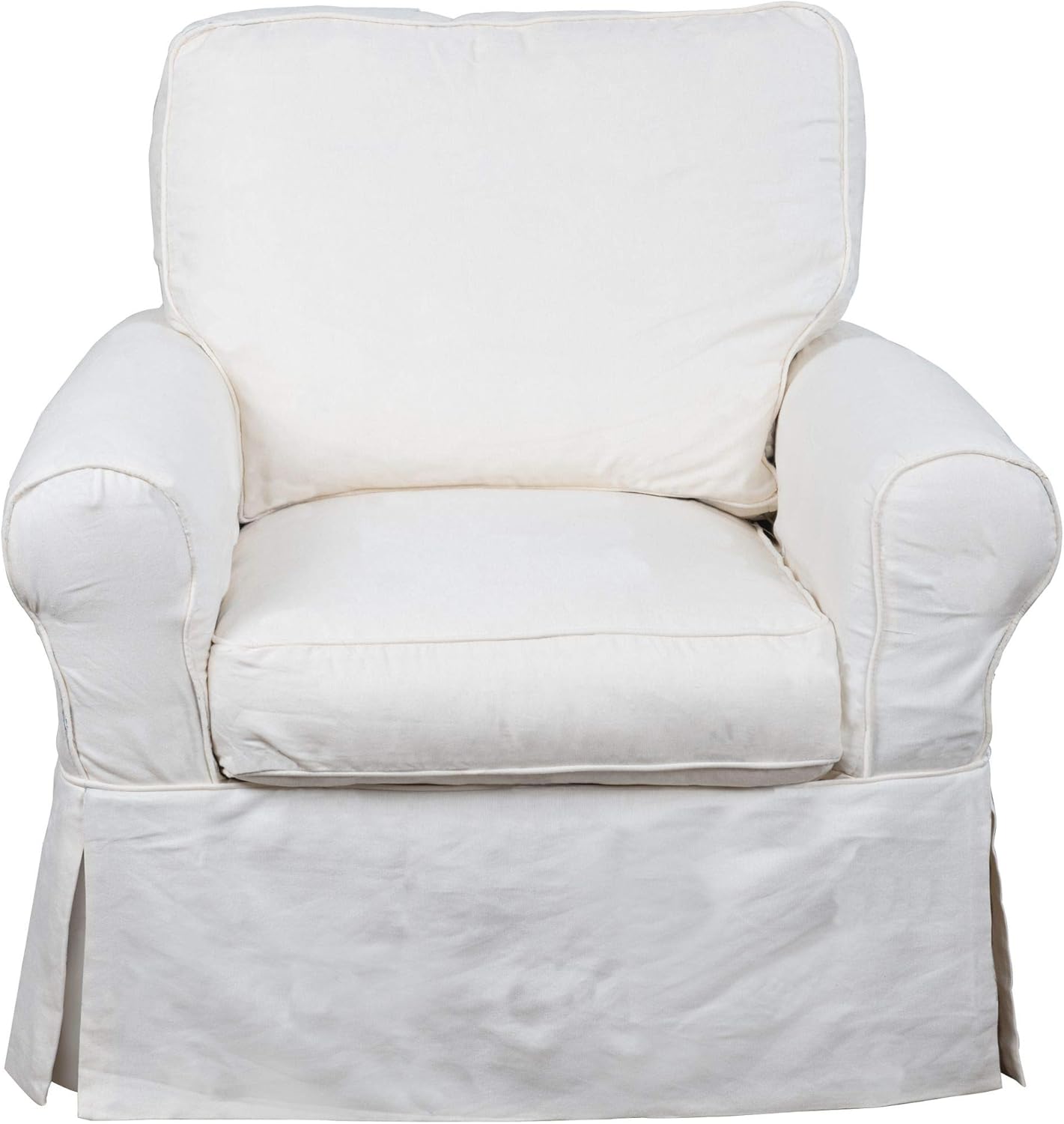 The Hamptons Collection 36” White Horizon Swivel Chair Cushion Slipcover Set