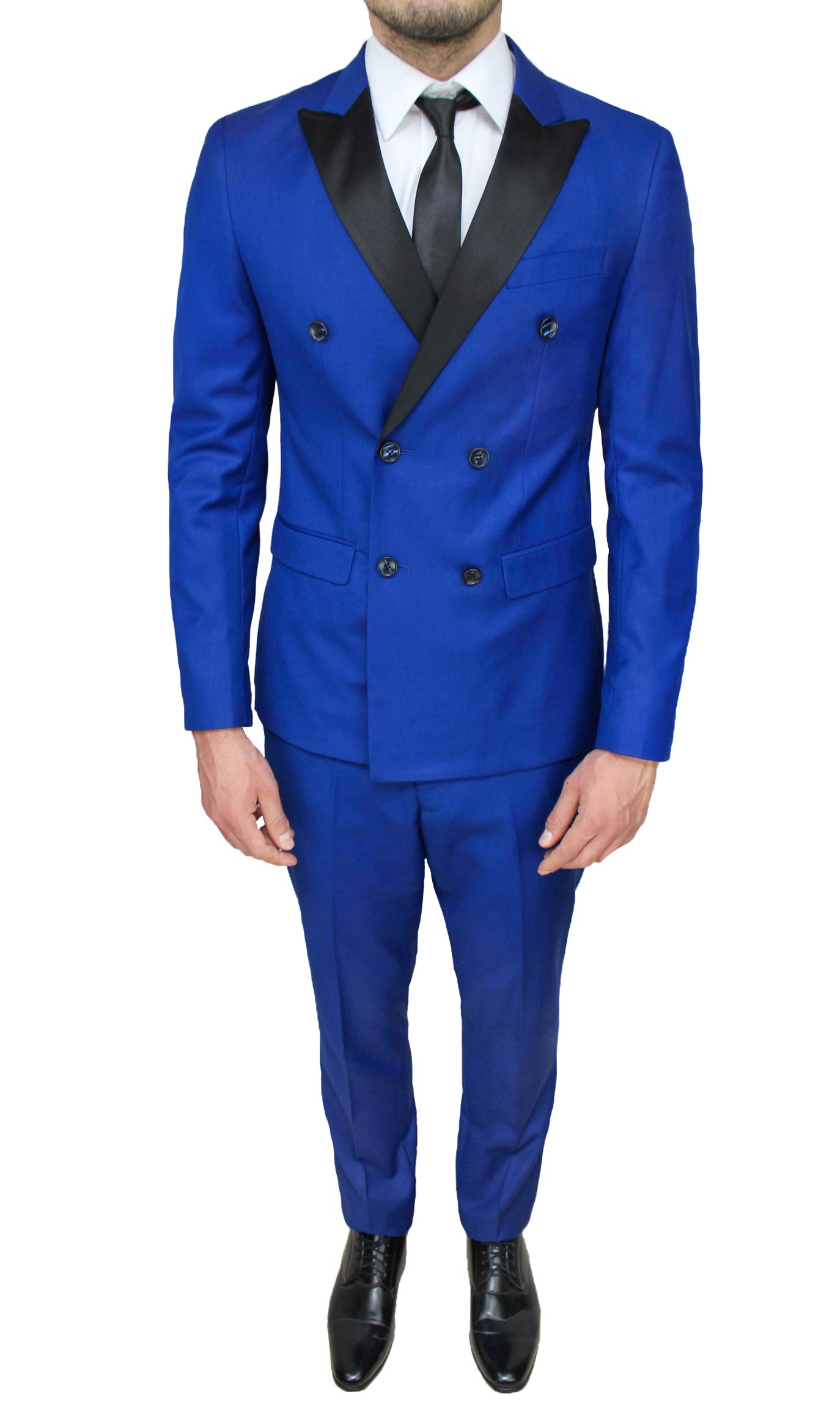 Abito Completo Uomo Blu Doppiopetto Sartoriale Elegante Cerimonia