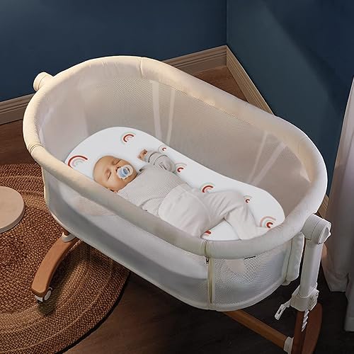 Miniatura 10 de Sábanas de moisés para bebé, paquete de 2 sábanas de moisés ajustables universales de microfibra suave para colchón rectangular ovalado y de reloj