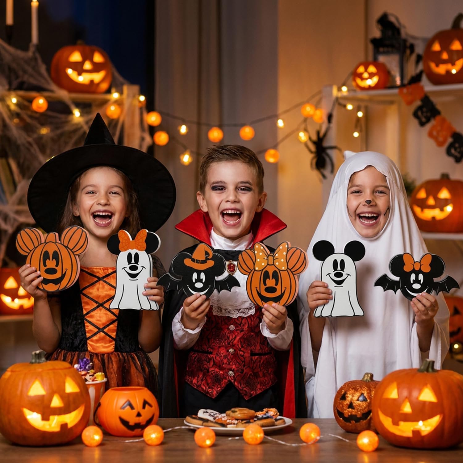 6Pcs Mouse Halloween Decorations Wooden Table Centerpiece